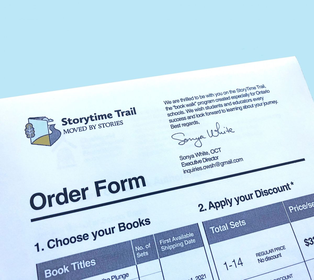 Order form cover